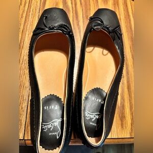 Christian Louboutin Black Flats with Bow Detail